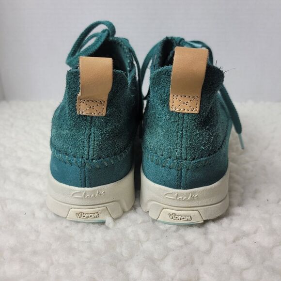 Clarks Trigenic Flex Mens Size 10.5 Teal Green Suede Vibram Soles 26117462 Good - Picture 4 of 11